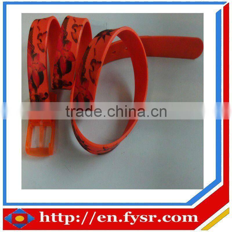 2016 fashion spay printing Eco-Environmental Silicone boy golf Belt