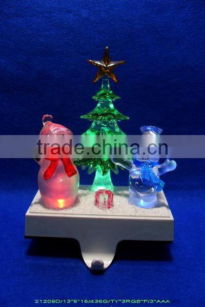 2015 christmas double snowman stocking holder with led
