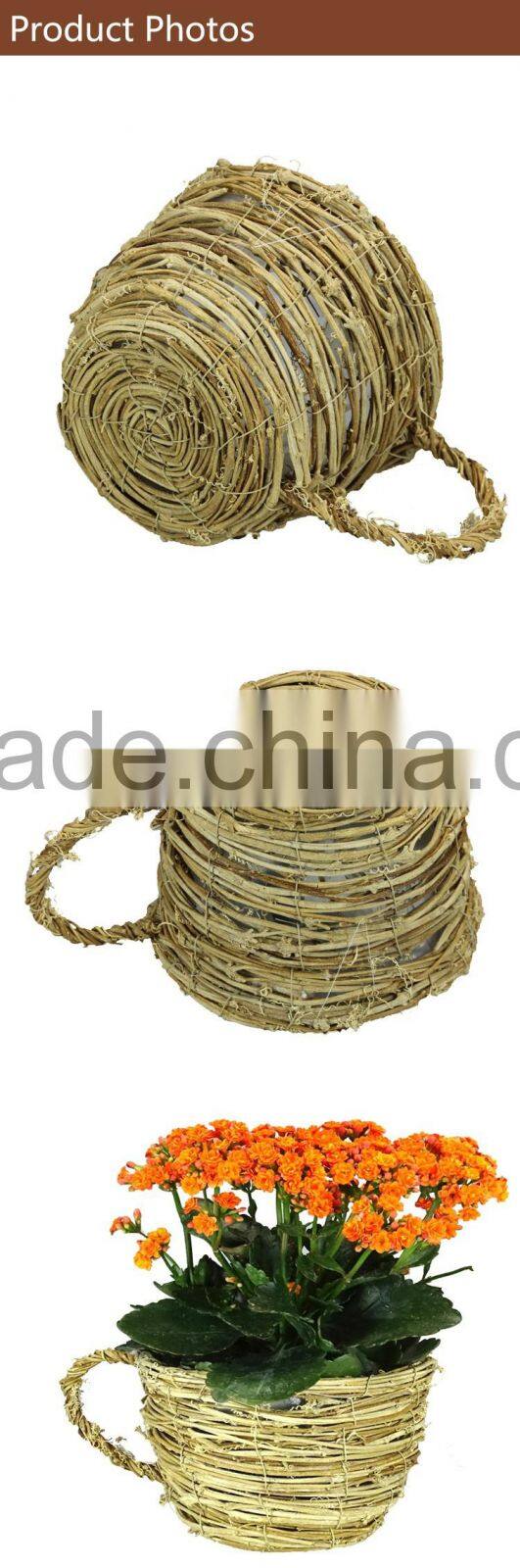 Cheap Natural Rattan Teapot for Sale/Garden Planter