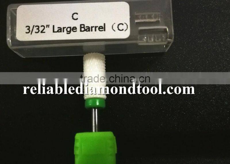 Course Type shank diameter 2.35mm Ceramic Burr For Nail 1 Piece Huaxing large barrel