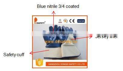 DDSAFETY 2017 Cotton Lined With Blue Nitrile Gloves