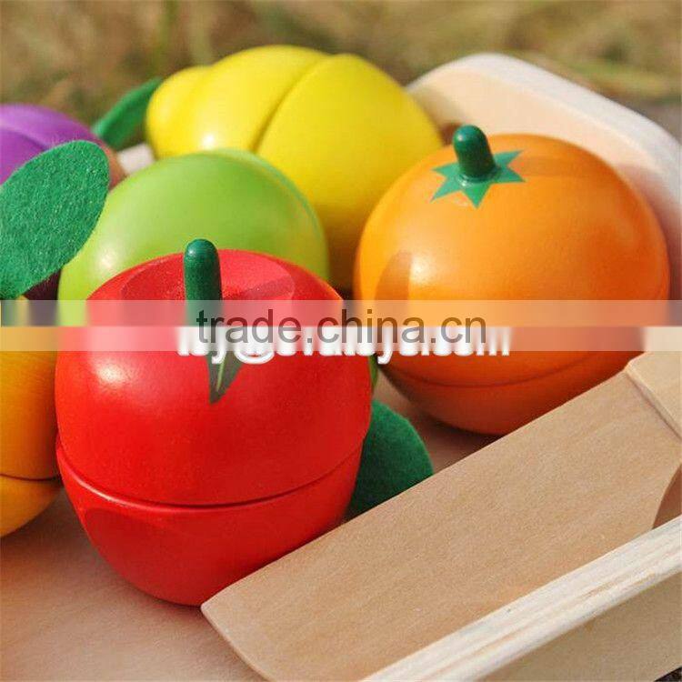 Pretend play kitchen toys wooden cutting fruit set for children W10B185