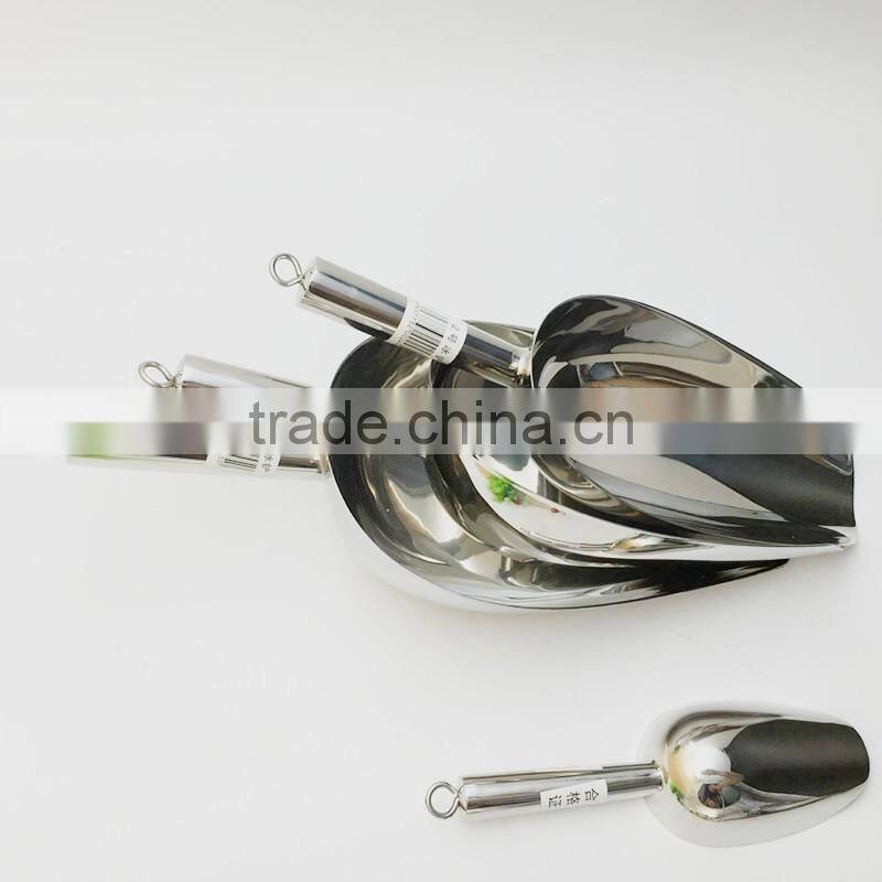 Wholesale Home Kitchen Item 1# Stainless Steel Ice Scoop Bar Tools Food Flour Shovel 36ounces
