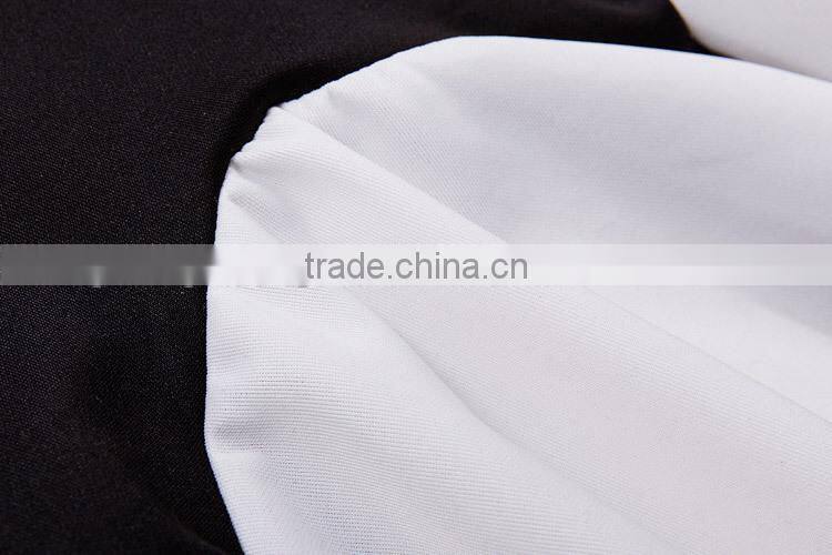 High collar long sleeve Knee length white lace dress