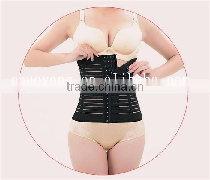 3 Hooks Black Postnatal breathable free sample belly shaper body shaper for women