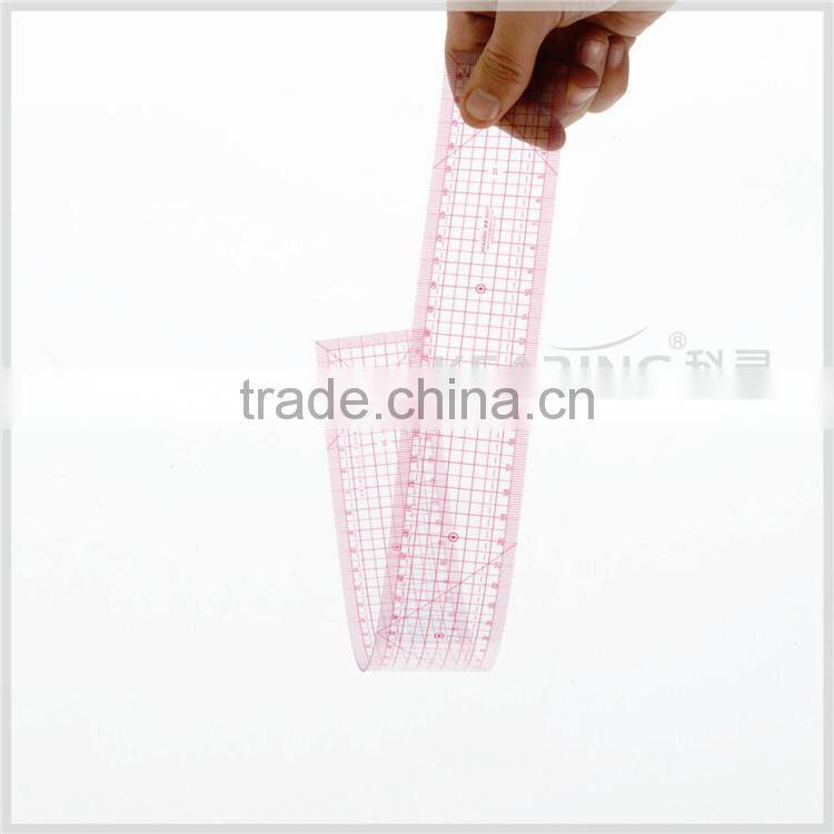China high quality transplant 1.2mm thickness sandwich line 5*50cm plastic quilting ruler for tailor design#8007