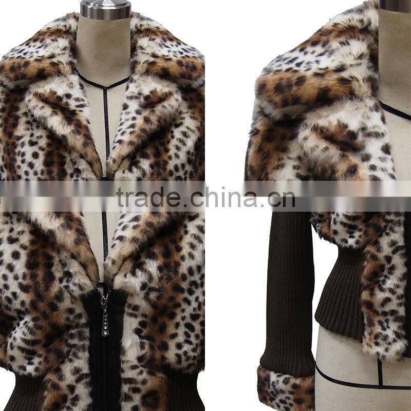 2013 Ladies new printing fur jacket,sweater sleeves coat