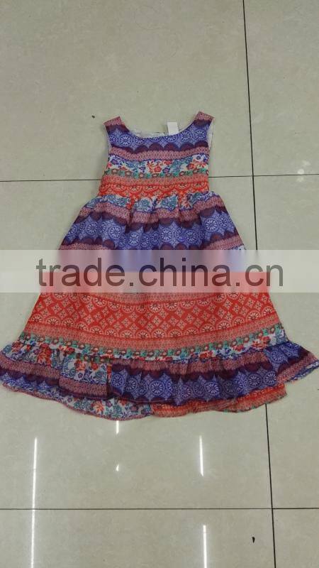 Yiwu stocks lots girl's colorful fashion printed dress