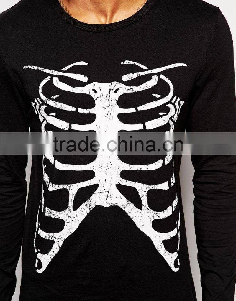 High Quality Long Sleeve T-Shirt With Rib Cage Print