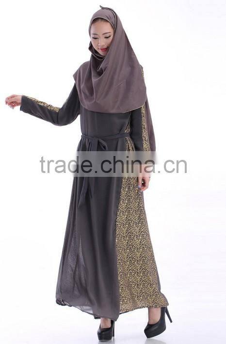 long sleeve maxi chiffon beaded muslim dress abaya