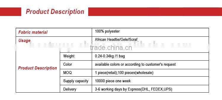 2016 African High Quality Sego SG0099-5 Gele Sego Headtie