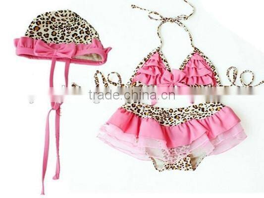 Fashion little girl's bikini with hat wholesale