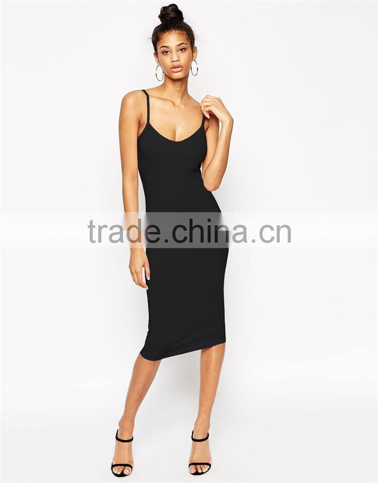 Womens spaghetti strap fancy midi cami fancy dress, bodycon black and white fancy dress