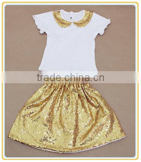 Lovely Kids Baby Girls Sequins Skirts Set Children's Shiny Gold Dress