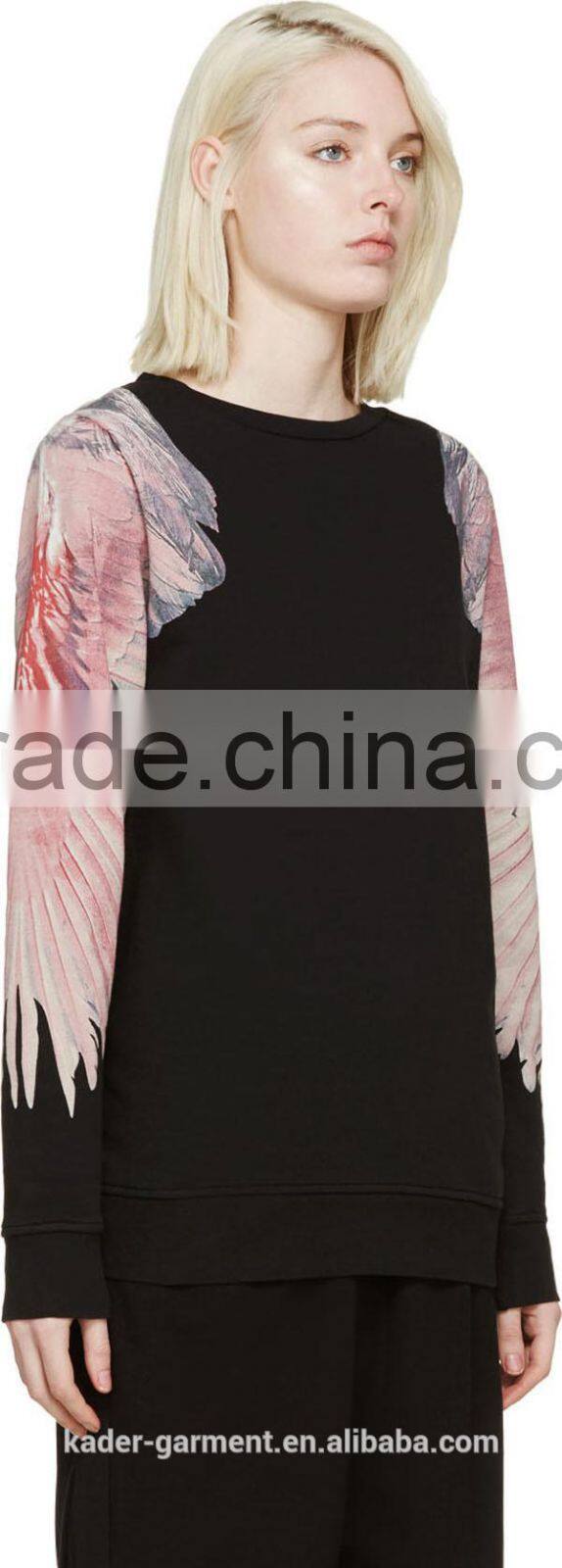 Clothing Factory in China Women 2015 Bird Wing Sweatshirt Wholesale Unique Design Sweatshirt