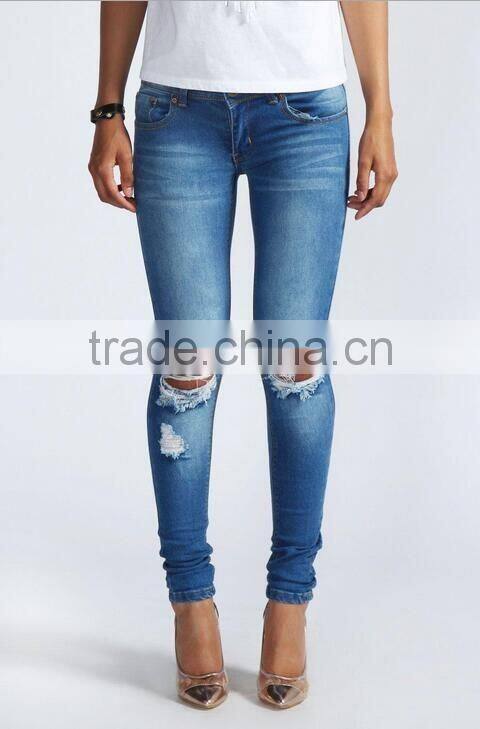 Ladies fashion Skinny Jeans 2016 High Quality Ripped Denim Jeans