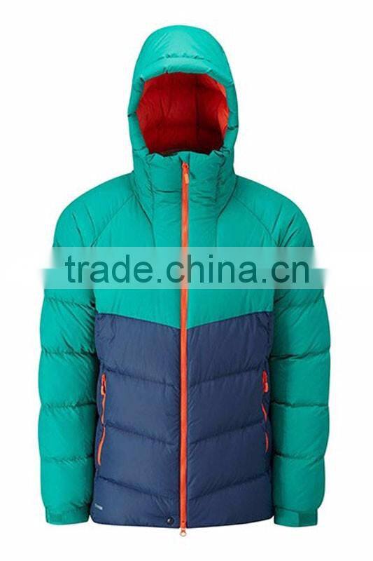 Custom fashion winter mens down feather jacket with hood 2017 zip jacket custom
