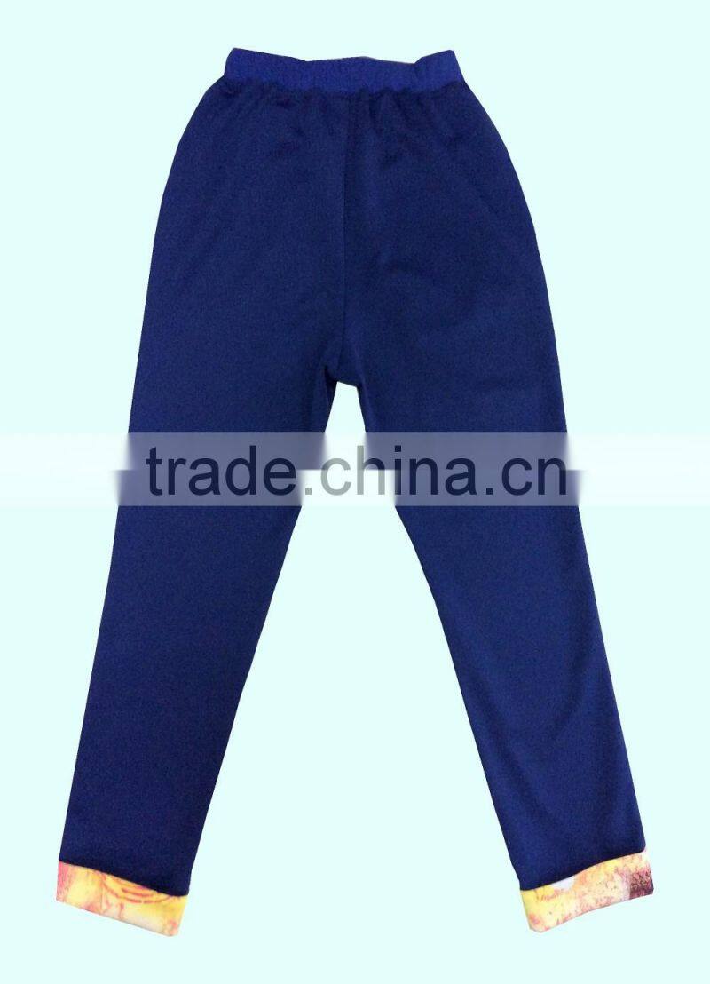 Made in China womens cotton color sport wear blue trousers jersey long pocket pants