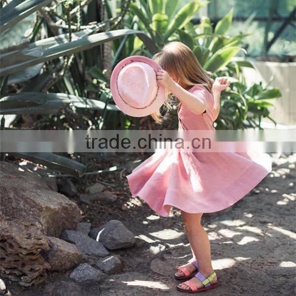 Classic Peter Pen Collar Mustard Linen Girl Child Dress Doild Kid Dress