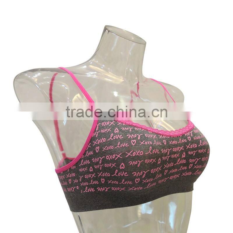 Printing straps seamless top kids underwear latest design girls tube top