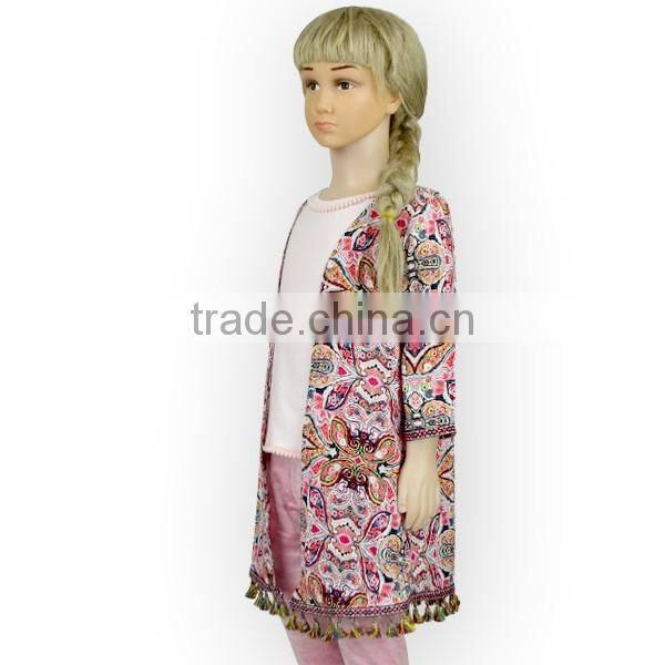 2016 Bohemian Tassel Style Kids Coat Teen Girls Fashion Overall For Winter Or Autumn