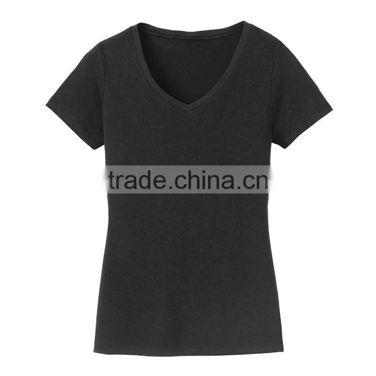 Ladies bulk v-neck bamboo custom print blank sublimation tshirt