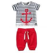 Fashion cotton baby Suits Stripe printed T-shirts Superior quality elastic waistband with internal drawstring Pants Sets