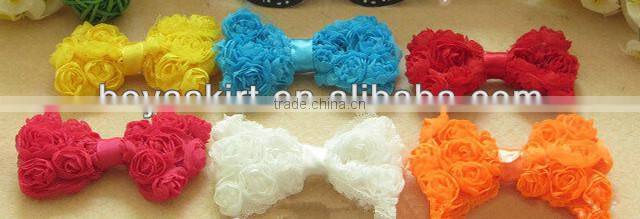 Girls' Chiffon rose bow DIY hair accessories Headdress hair flower tire Lace headbands headdress 10 colors Rose flowers baby bow