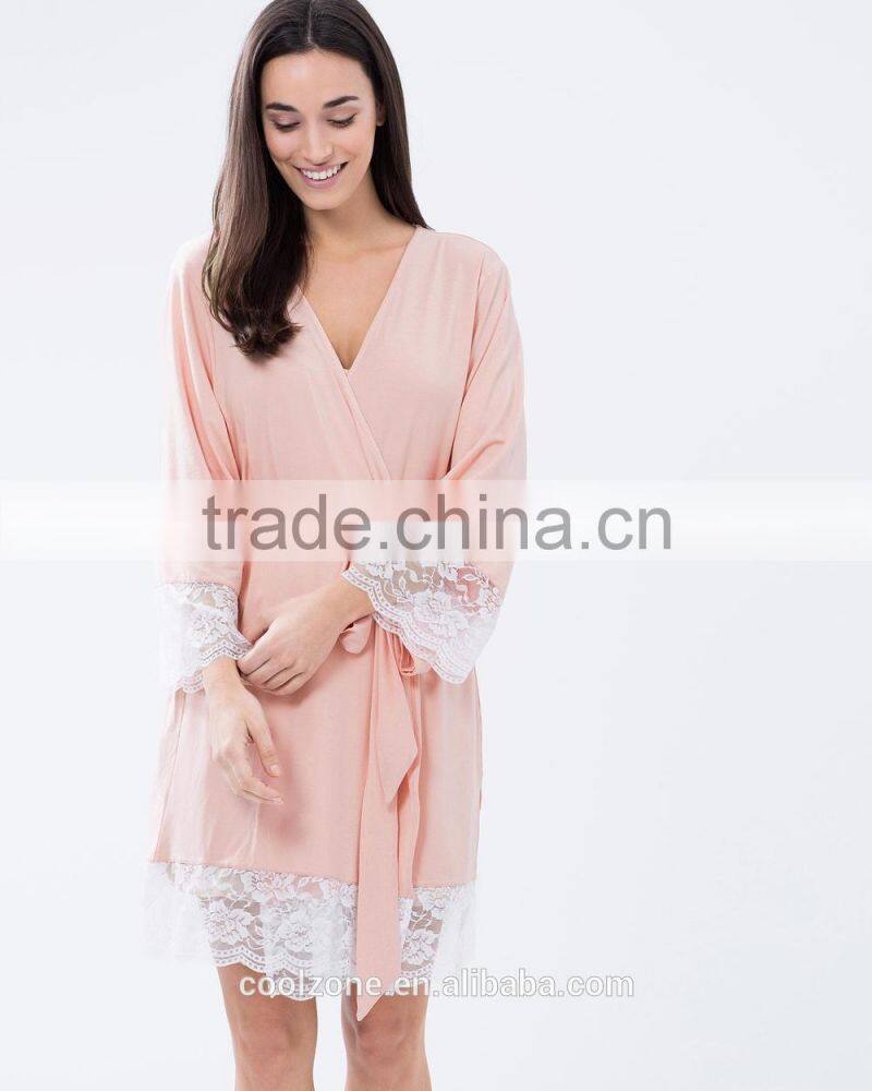 Relaxed fit wrap front comfortable bamboo bathrobe wholesale luxury bathrobe