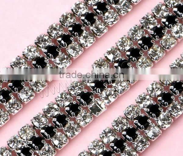 two tone nickel hand jewelry catenary Brass Rhinestone Cup Chain