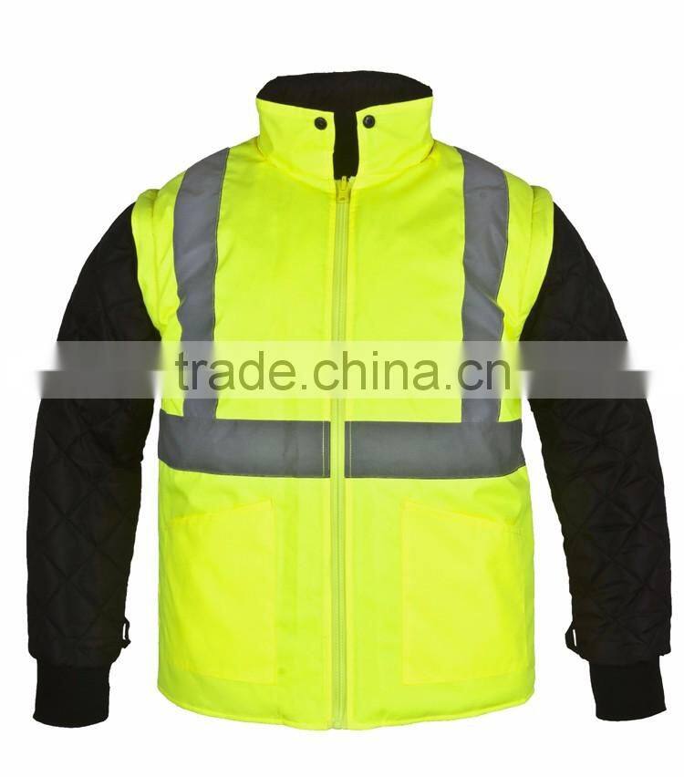 EN20471 EN343 3:3 high visibility 3 in 1 parka safety reflector jacket