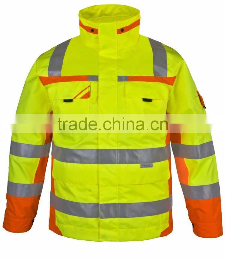 Safety 300D oxford parka hi vi bomber jacket protective clothing