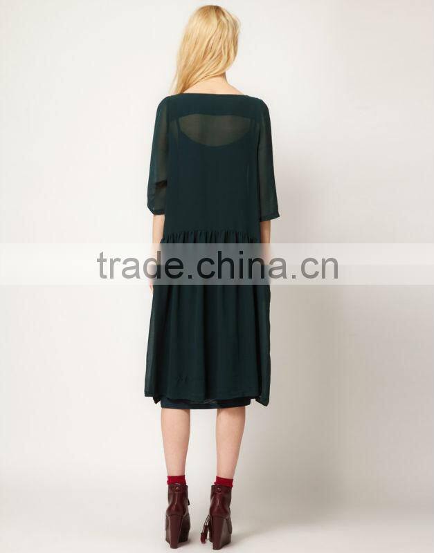 V Back Smock Dress with Pocket Detail