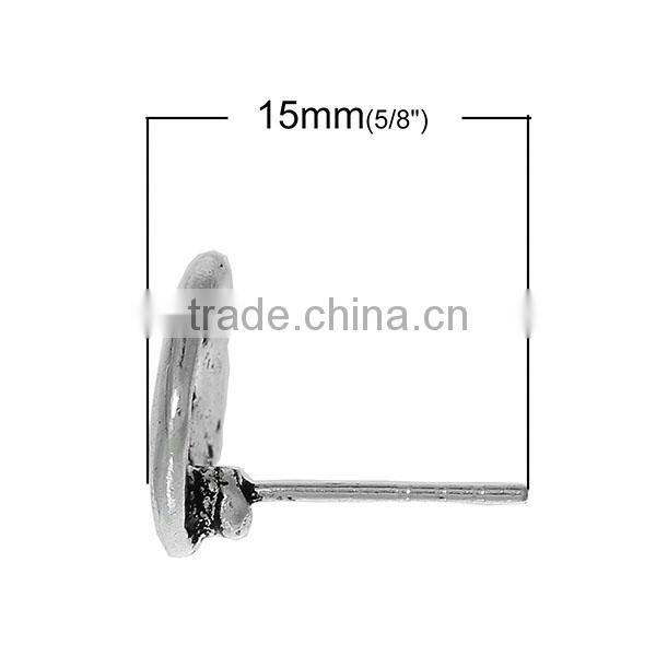 Earring Findings Ear Studs Components Rhombus Antique Silver 15.0mm x 13.0mm