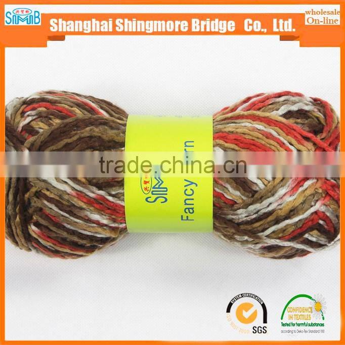 China knitting yarn factory wholesale oeko tex long space dyed acrylic ripple yarn hand knitting scarf yarn in low price