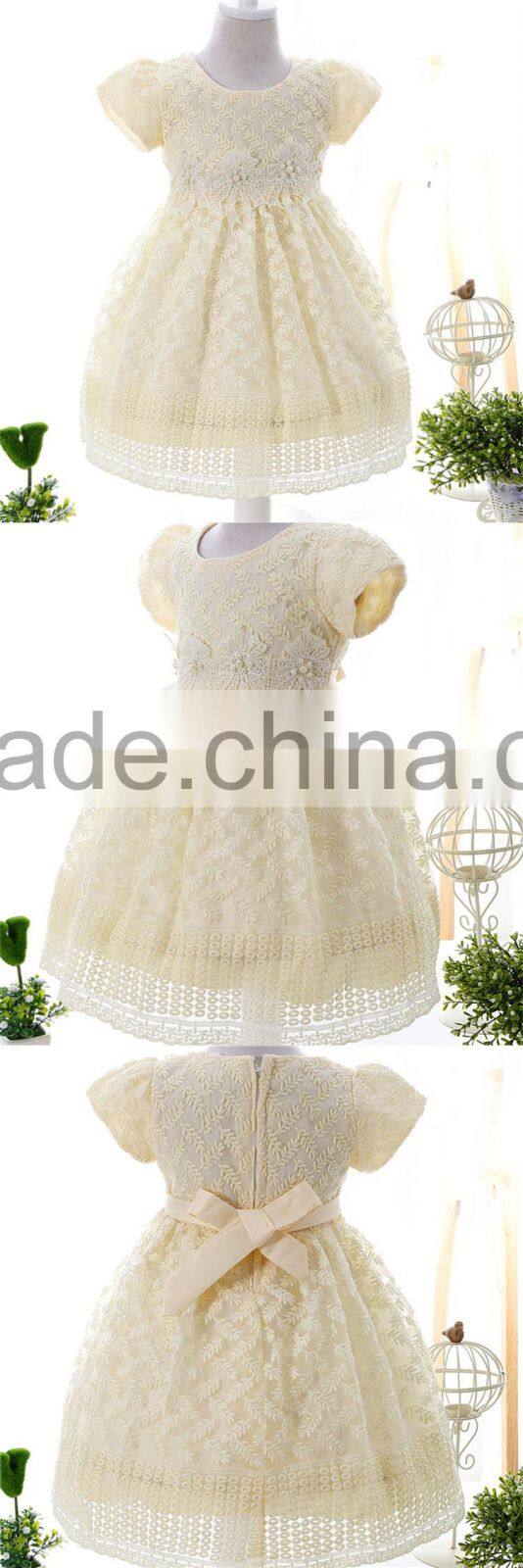 Good quality flower embroidery latest net designs novel fashion baby dress new style