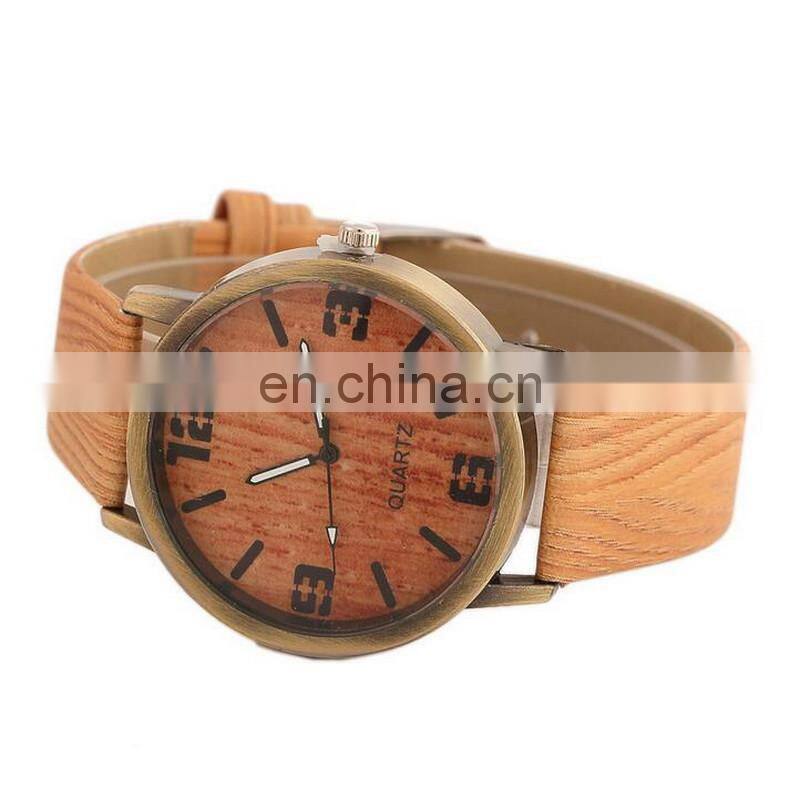 Unisex Student Teens Vintage Imitation Wood Strap Watch
