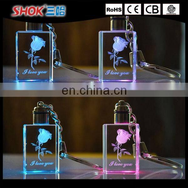 Wholesale promotional gifts cheap custom led crystal keychain