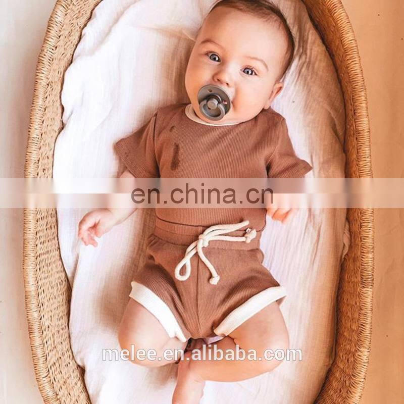RST Short Sleeve Tops T-shirt + Shorts Pants set Ribbed Solid Outfits baby boys' clothing sets kids clothing
