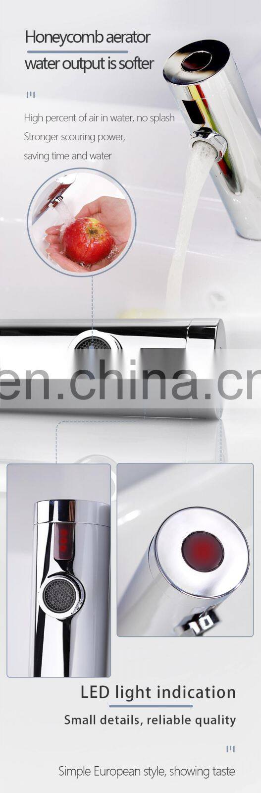 touchless bathroom hand wash led basin water tap automatic sensor faucet