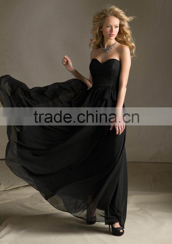 Elegant Sweetheart Neckline Lace and Chiffon with Chiffon Sash Empire Style Floor Length Lace Evening Dress