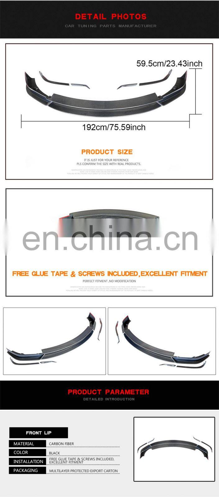 Carbon Fiber Auto Front Bumper Lip for Tesla Model X 75D 90D P90D 100D P100D 16-18