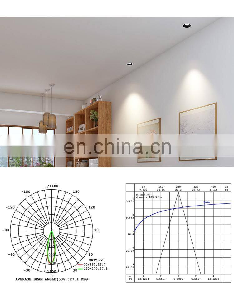 HUAYI New Design Home Checkroom Indoor Decoration Plastic Pure Aluminium Recessed Spot Light