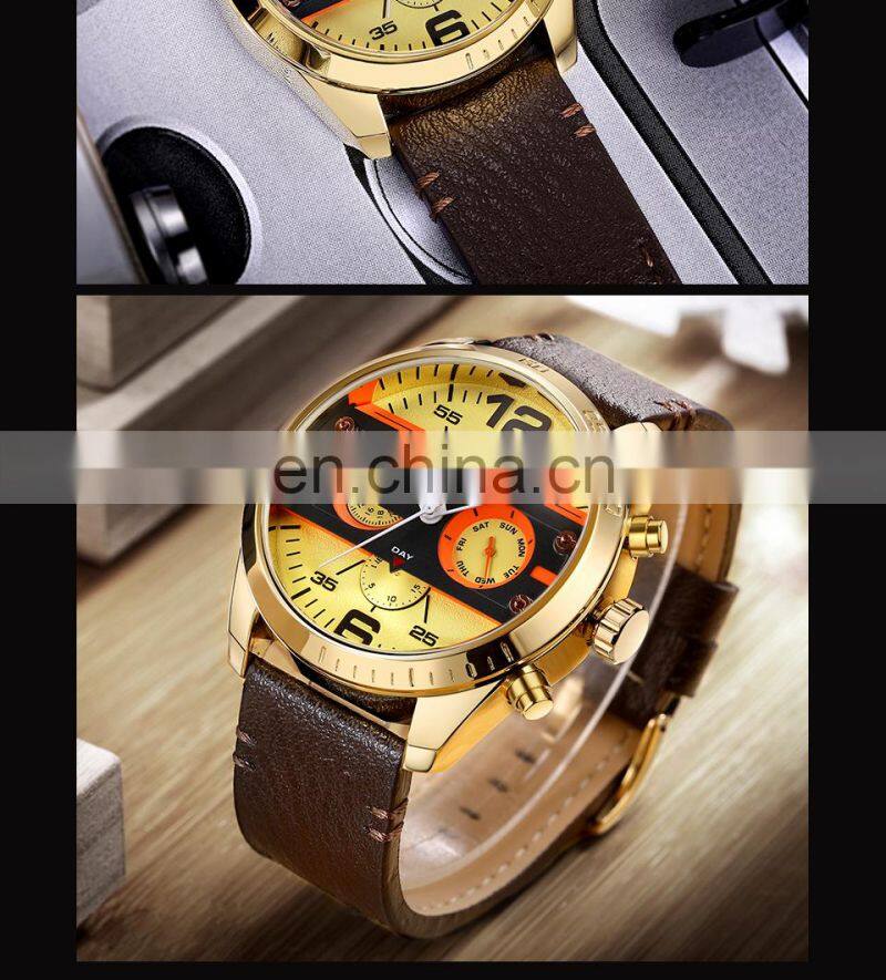 MINI FOCUS MF0068G Luxury Brand Men Watches Leather Strap Quartz Wrist Watch Men Waterproof Sport Clock Mens Wristwatch