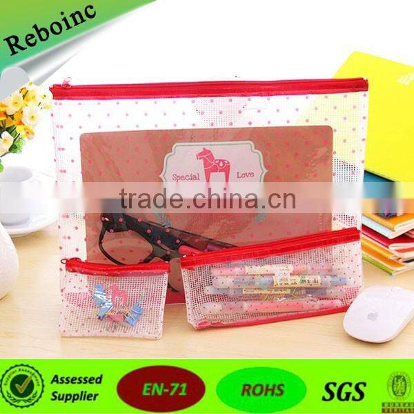 Clear PVC Pencil Packing Bag Plastic Zip Top slider zipper pvc pencil bag for kids