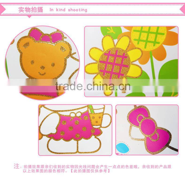 removable glitter hello kitty room decoration stickers