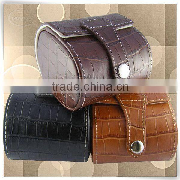 Luxury PU leather wrist watch case with cushion