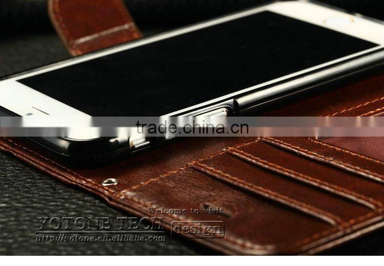 2016 Wholesale PU leather smart phone real leather phone cover for Iphone 6 wallet case