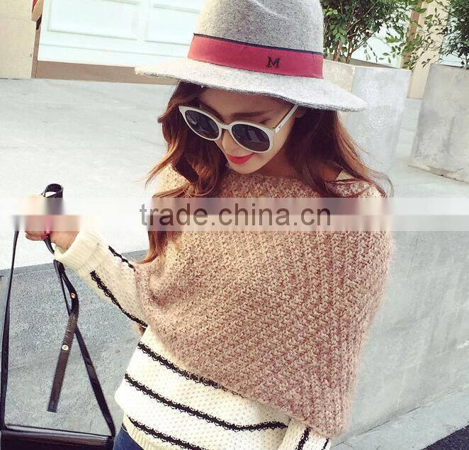 2016 New Style Ladies Fashion Circle Wool Plain Knitted Taiwan Magic Scarf