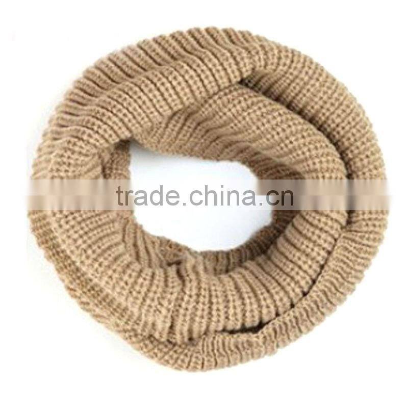 Hot Selling Fashion Women Plain Circle Loop Wool Knitted Scarf